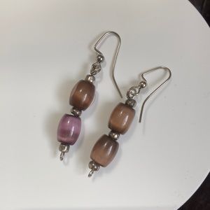 Hand Made Earrings. Brown/Purple Beads NWOT